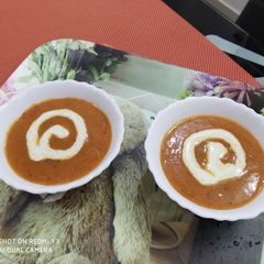 Spicy creamy tomato soup A picture of Spicy creamy tomato soup.