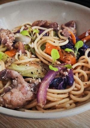 Hình của món Mì spaghetti có gì nấu đó.