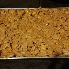 A picture of 'No Bake' Peanut Butter Lovers Dream Squares.