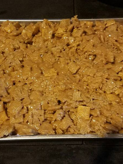 A picture of 'No Bake' Peanut Butter Lovers Dream Squares.