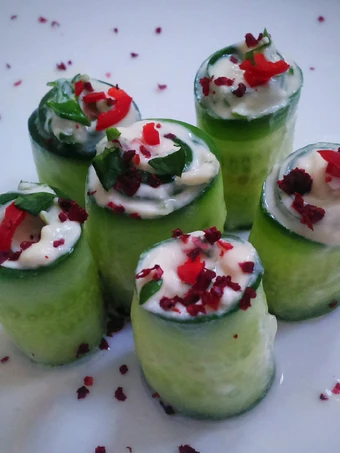Easy Steps to Prepare|Recipe} Cucumber rolls (salad) the Tasteful