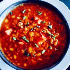 A picture of Dhaba style tasty masaledar Bengal gram(chana daal) and soyabean sabji.