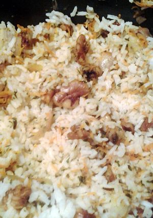 A picture of walnut and herb rice.