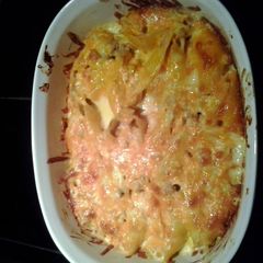 A picture of chicken stuffed shells.