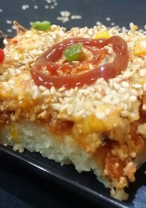 A picture of Baked Sesame Cheesey Potato stuffed pie.