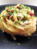 Trenette branzino, aglio olio e peperoncino
