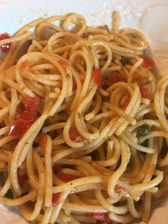 A picture of Spaghetti with Capers, Mushrooms & Tomatoes.