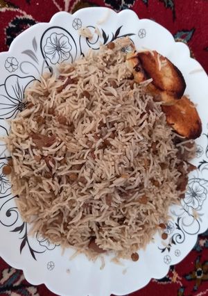عکسی از دستور عدس پلو با ته دیگه سیب زمینی