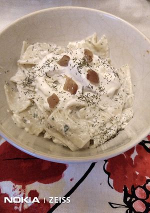 Juhtúrós-kapros csusza recept fotója