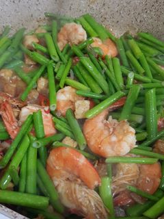 Foto resep Tumis udang bunga bawang