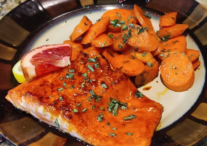 Salmon with Blood Orange-Honey-Habanero glaze