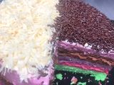 Rainbow cake 4 telur (no oven)