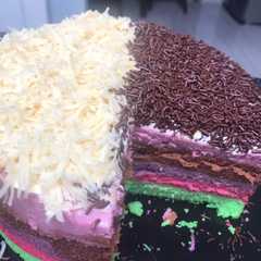 Rainbow cake 4 telur (no oven) রেসিপির প্রধান ছবি