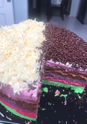 Foto resep Rainbow cake 4 telur (no oven)
