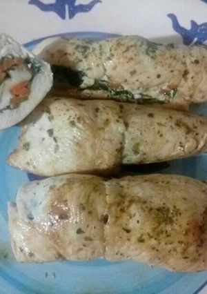 Una foto de Relleno de pechuga de pollo con verduras