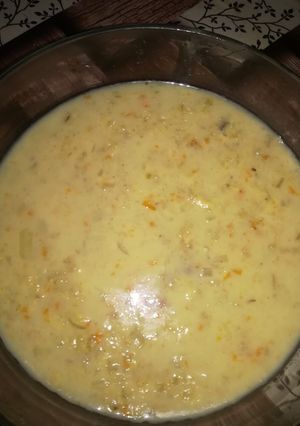 عکسی از دستور سوپ جو با مرغ و طعمی عالی