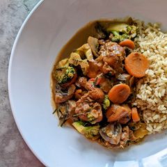 A picture of Stir-Fry with Sweet Chilli Coconut Sauce.