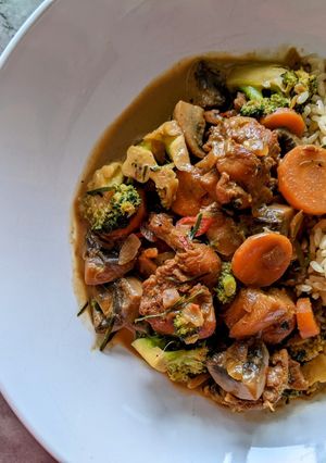 A picture of Stir-Fry with Sweet Chilli Coconut Sauce.