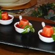 Bombón de queso manchego, confitura de pimiento y salsa de Oporto en cucharitas (Thermomix)