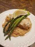 Brad's crab stuffed chicken roulade w/ tomato basil risotto