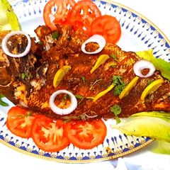 Restaurant style grilled fish with special masala A picture of Restaurant style grilled fish with special masala.