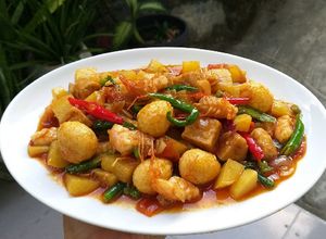 Foto resep Udang, puyuh, kentang, tempe saus tiram