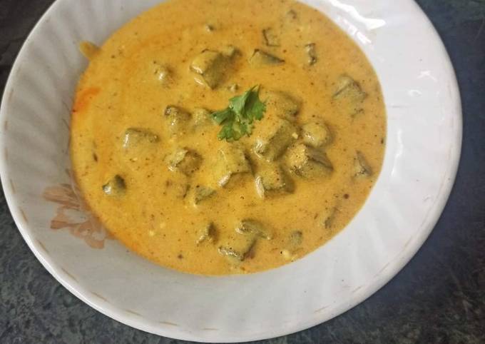 Bhindi Kadhi - fusion of Gujarati Kadhi with Bhindi