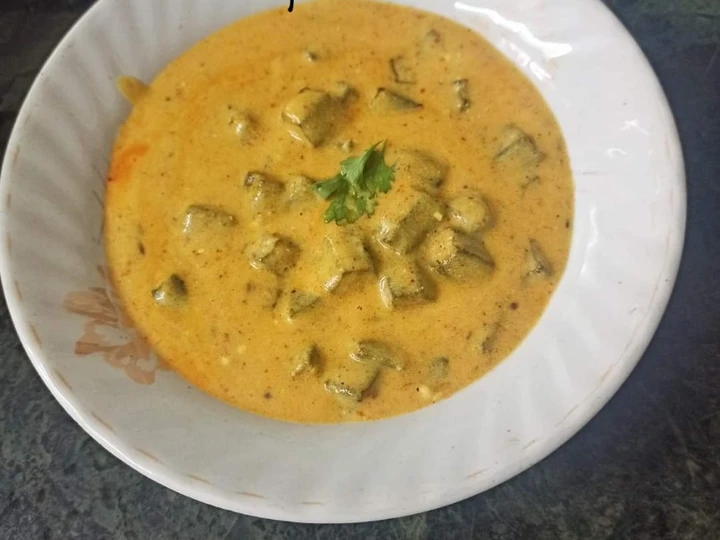 Easy Steps to Prepare Bhindi Kadhi - fusion of Gujarati Kadhi with Bhindi which Delicious