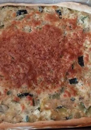 Una foto de Quiche de calabacín y puerro vegana