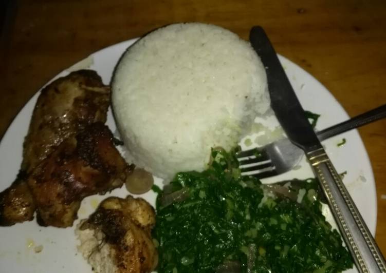 Rice and kale with chicken
