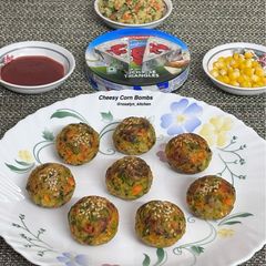 A picture of Cheesy Corn Bombs – Rainy Day Delight (Made in Paniyaram Pan).