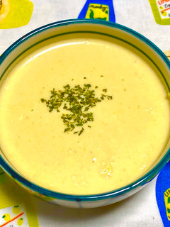 A picture of Corn & Sweet Potato Rich Cold Potage Soup.
