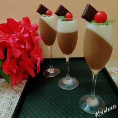 A picture of CHOCOLATE and vanilla Panna Cotta.