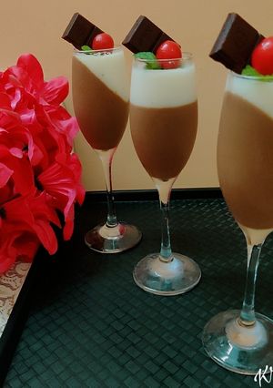 A picture of CHOCOLATE and vanilla Panna Cotta.