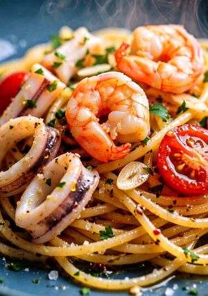 Foto di Spaghetti con Gamberi e Calamari