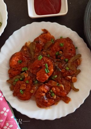 A picture of Prawns Manchurian.