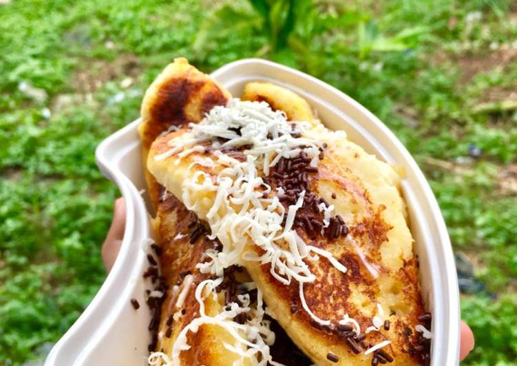 Pisang kepok penyet keju coklat