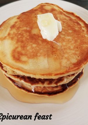 A picture of Soft fluffy whole wheat pancakes.