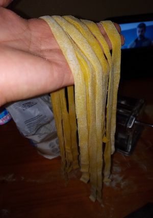 Una foto de Fideos caseros !