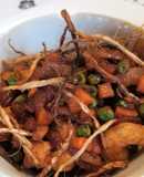 Camarones con jengibre crujiente