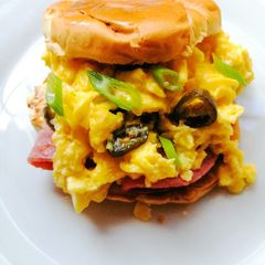 A picture of Cheesy Jalapeño scramble breakfast roll.