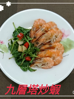 九層塔炒蝦(簡單料理) 的食譜成品照片