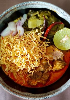 A picture of Keto Khao Soi with Braised Pork Ribs.