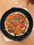 Anchovy olive tomato pizza