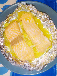Una foto de Salmón en papillote con puerro