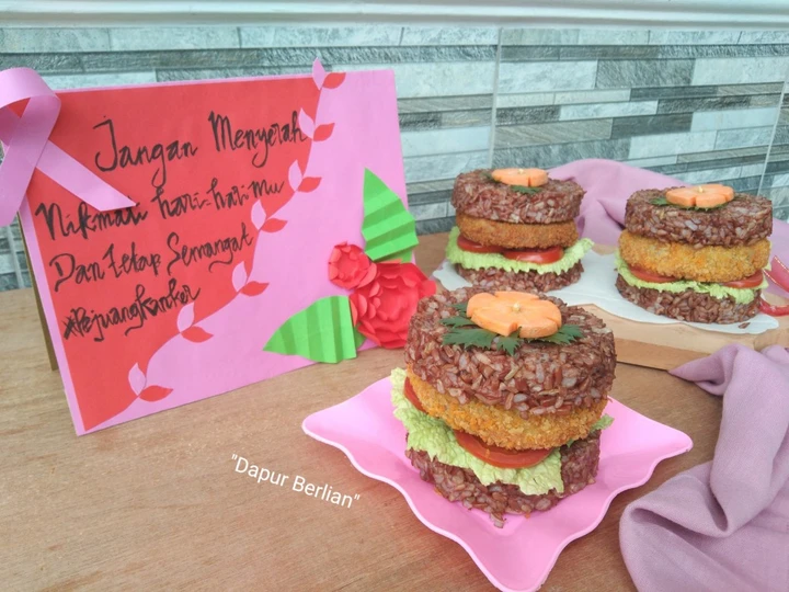 Langkah Gampang Membuat Resep Burger nasi merah with patty tempe kulit singkong yang Menggugah Selera Anti Ribet, Sempurna