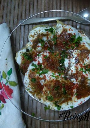 A picture of Green Mung dal Dahi Vada.