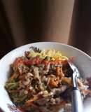 Rice bowl Gyudon ft veggie + scramble egg