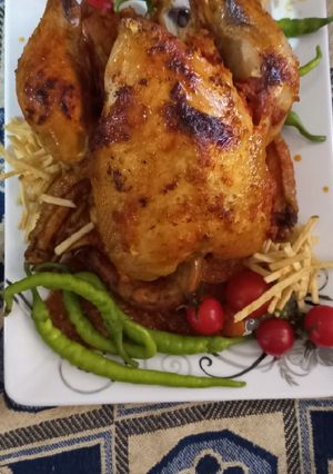 عکسی از دستور مرغ شکم پر