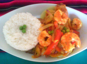 Foto principal de Pescado a la chorrillana con langostinos